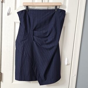 A New Day Navy Blue Dress Ruched Strapless Dress Elegant Wear Career